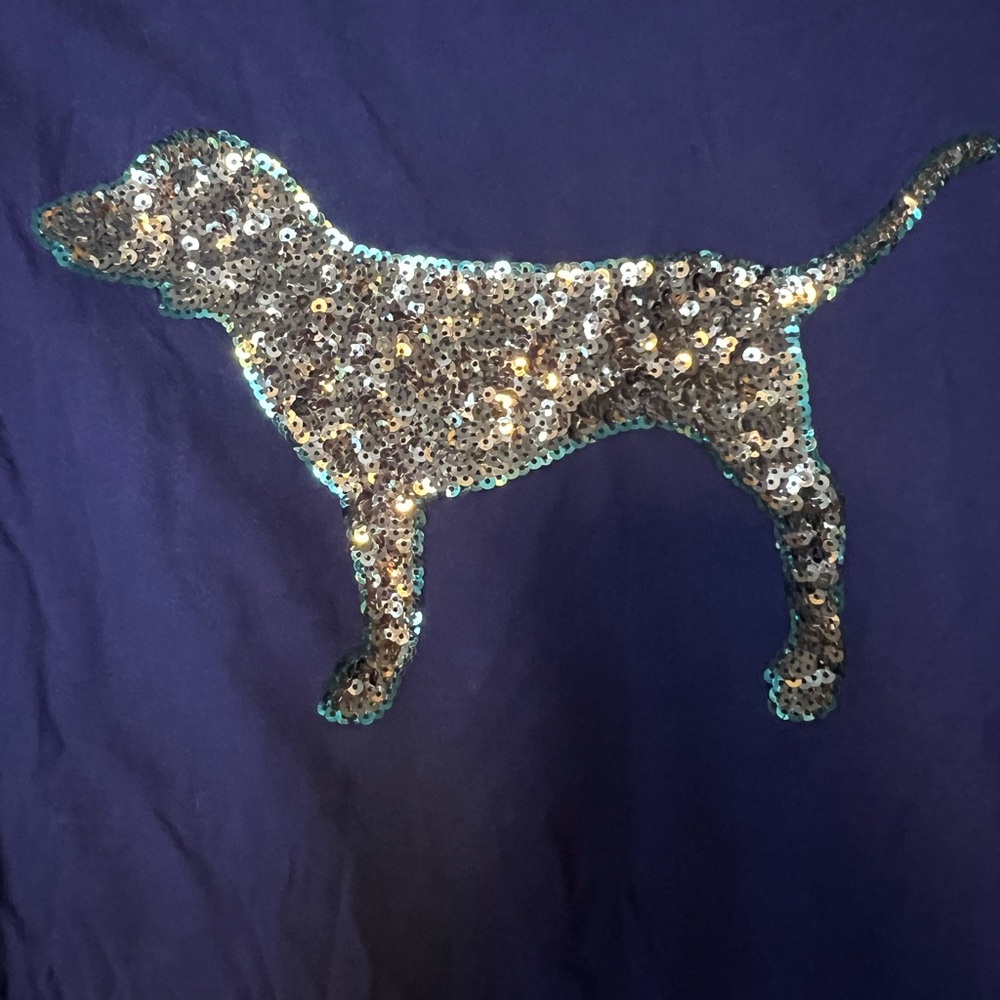 PINK Victoria's Secret Blue Tee with Sequin Dog